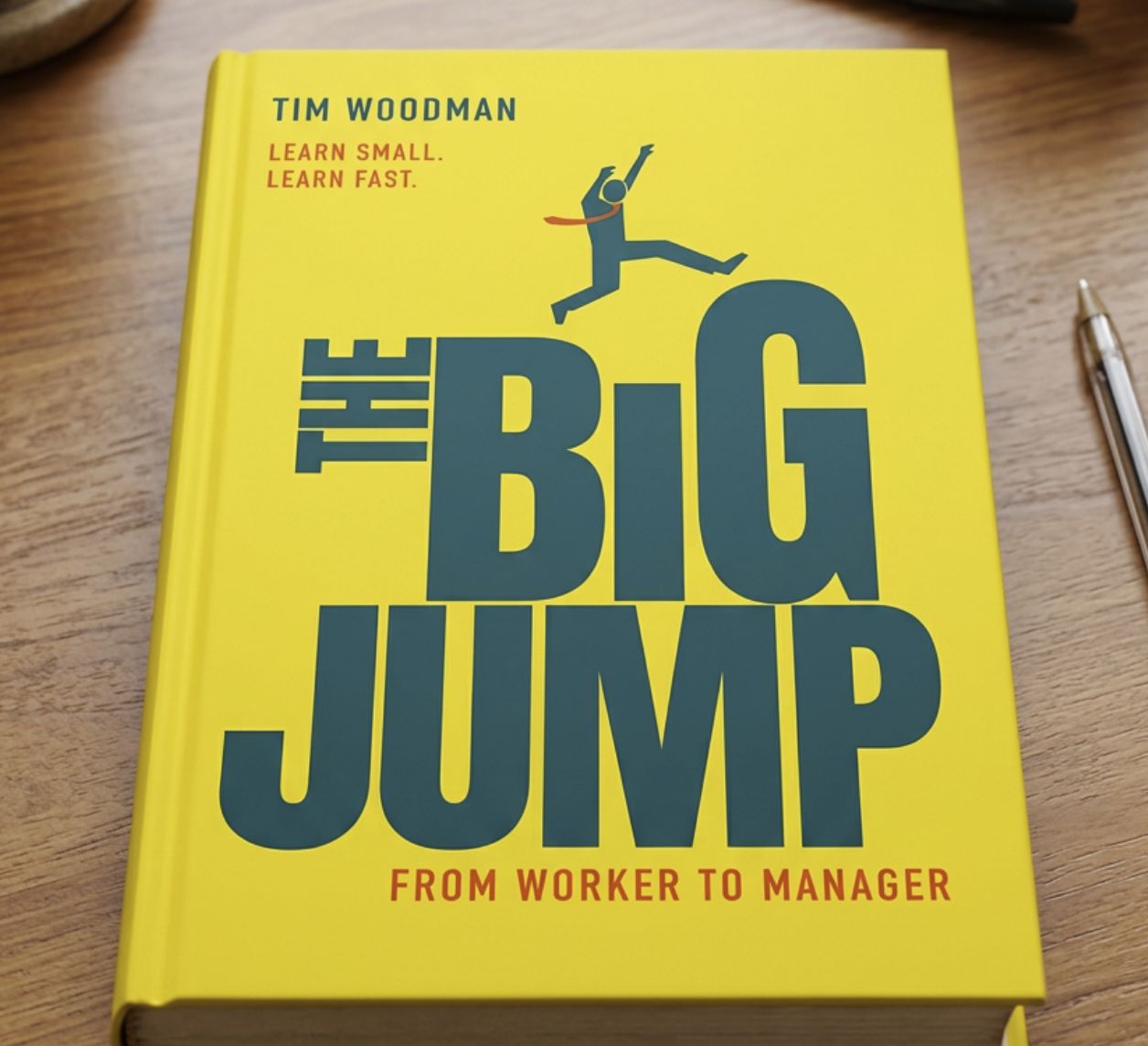 The Big Jump on a café table with people talking behind it